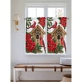 thumbnail image 2 of Christmas Bathroom Window Curtain, Red Cardinal Poinsettia Hut Berry Pine Needles Light Filtering Coffee Kitchen Curtains, Bedroom Living Room Curtains 2 Panel 84"x54", 2 of 6