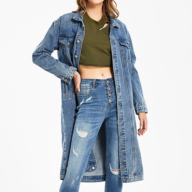 Abrigo informal de manga larga sin capucha y chaquetas para mujer, largo medio, elegante, desgastado, largo, gabardina para mujer