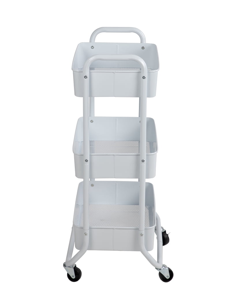 Mainstays Metal Frame Laundry Basket Sorter, 3-Tier, Arctic White