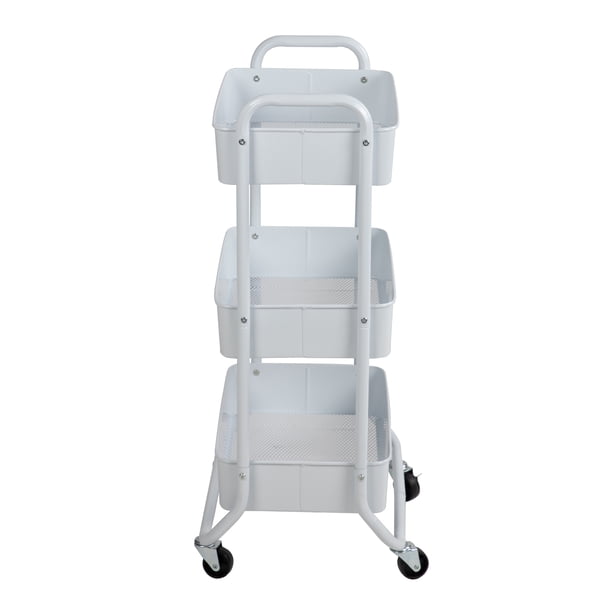 Mainstays Metal Frame Laundry Basket Sorter, 3-Tier, Arctic White