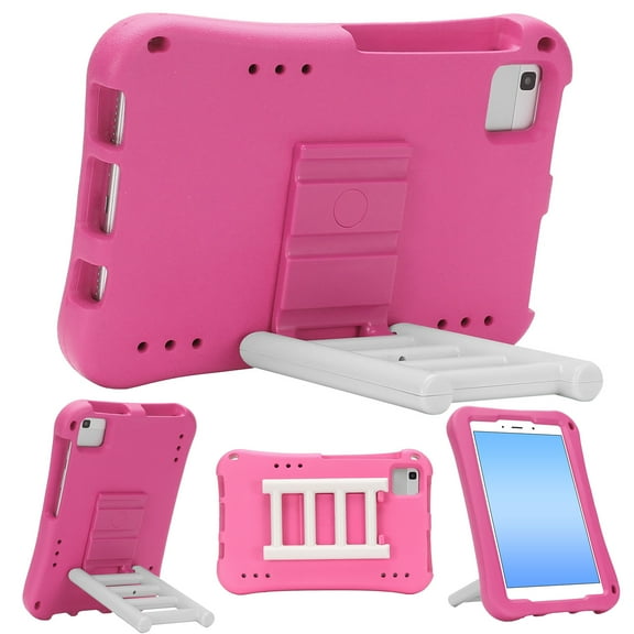 Decase Case for Samsung Galaxy Tab A9 8.7 inch/Tab A 8.0 inch/Tab A7 Lite 8.7 inch,360° Rotate Stair Stand Hard Case Shockproof EVA Kids Tablets Case Cover for Amazon Fire HD 8,Rose