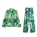 2022 mujeres primavera nueva moda Floral estampado Blusas sueltas Vintage manga larga abotonada camisas femeninas Blusas Chic Tops + falda traje Tan Jianjun unisex