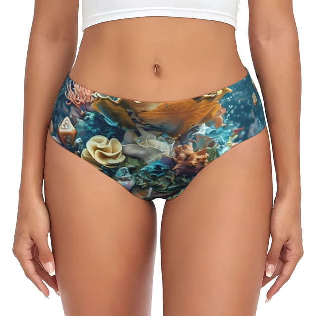 Balery Colorful Plant Turtle Ropa Interior de Algodón para Mujer con Dibujo – Braguitas Cómodas y Elásticas, Estilo Clásico-Medium