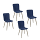 thumbnail image 1 of Set de 4 Sillas de Comedor Azul, Patas Doradas de Metal HOMEMAKE FURNITURE Escandinavo Minimalista, 1 of 7
