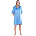 thumbnail image 4 of WBQ Women's Satin Nightgown Short Sleeves Argyle Patterns Lightweight Sleep Shirts Loose Sleepwear Blue Tag XXL/US 14, 4 of 9