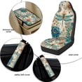 thumbnail image 5 of Xoenoiee Boho Mandala Dragonfly Print 5 Pieces Car Accessories Set PU Leather Auto Front Seat Covers, Seat Belt Covers and Armrest Cover, Universal Fit for Cars SUVs and Trucks, 5 of 7