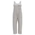 thumbnail image 4 of Women's Sleeveless Jumpsuit, Loose Fit Cotton Linen Overalls with Pockets, Casual Summer Streetwear Jumpsuit, One Piece Romper for Everyday Outfits​-White, 4 of 5