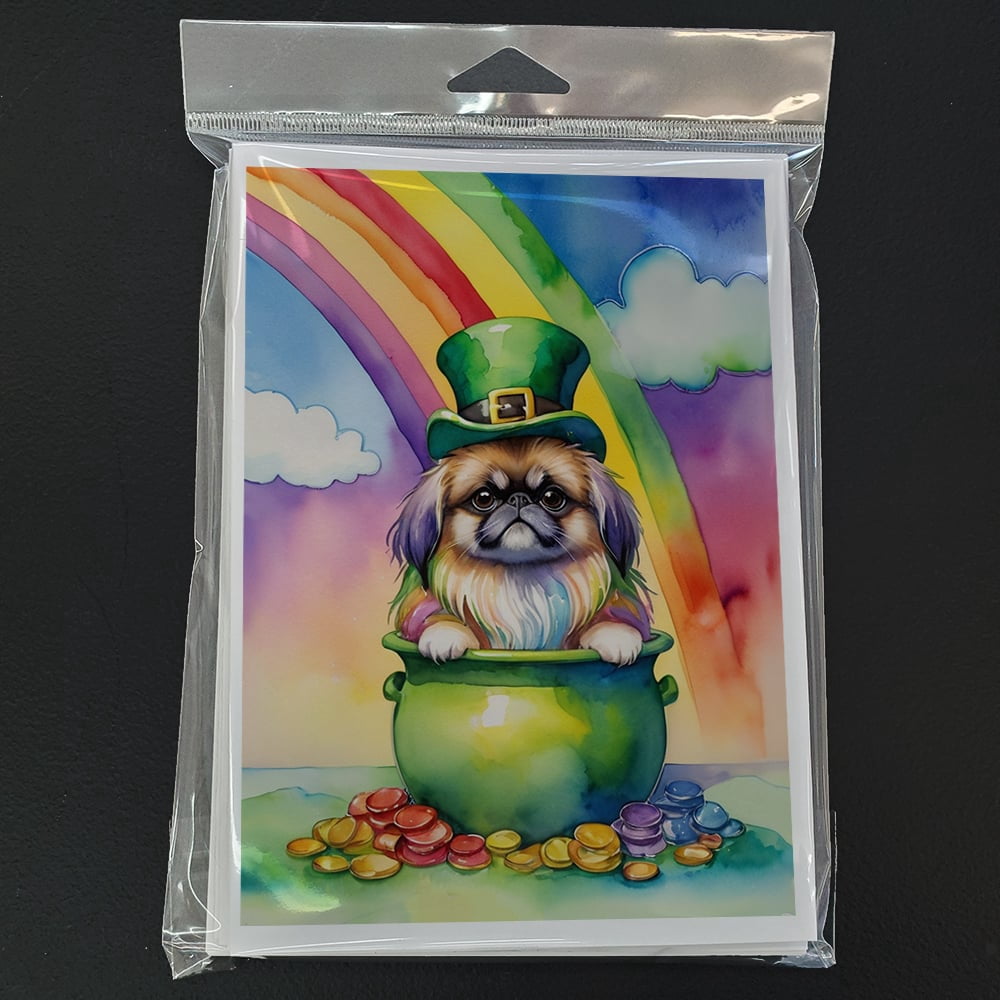Pekingese St Patrick's Day Greeting Cards Pack of 8 7 in x 5 in