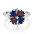 thumbnail image 2 of Gem Stone King 925 Sterling Silver Blue Created Sapphire and Red Rhodolite Garnet Ring for Women (2.40 Cttw, Heart Shape 5MM, Gemstone September Birthstone, Size 7), 2 of 3