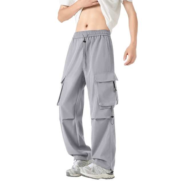 Ceisia Men's All-Season Cargo Pants - Gift Solid Casual Multiple Pockets Outdoor Straight Leg Fitness Trousers