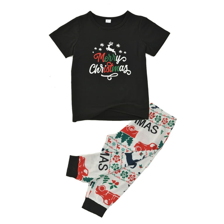 VerPetridure Family Matching Christmas Pajama Sets Holiday Cute Print Short Sleeve Sleepwear Nightwear Soft Lounge Pjs Sets Parent Child Christmas