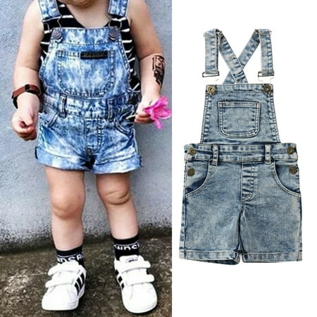 Fashion Toddler Kids Baby Boys Girls Denim Romper Jumper Bib Short Pants Overalls Outfits Clothes 6-12 Months