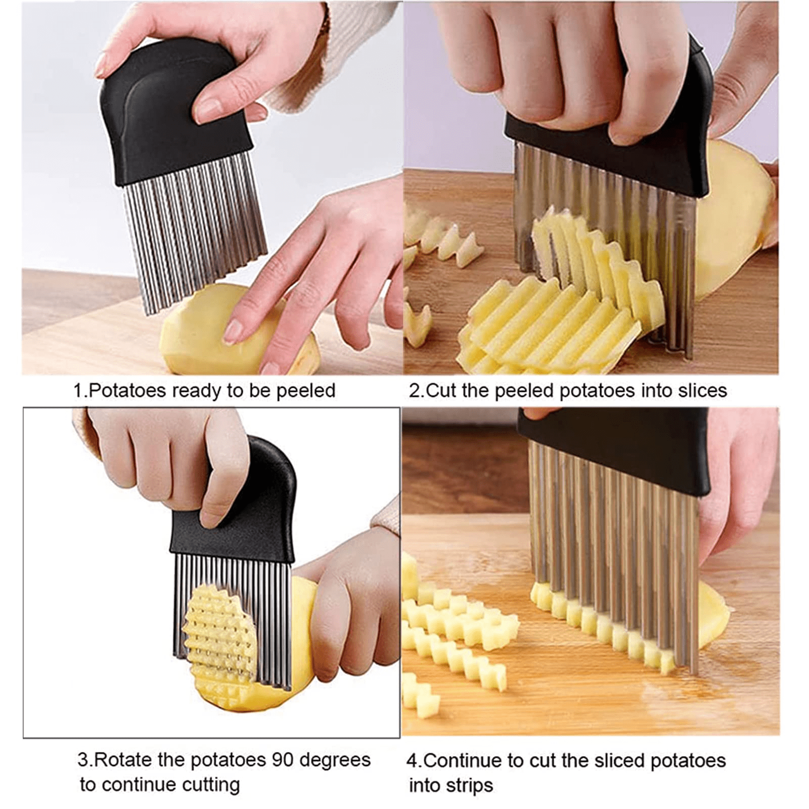 GOWA Crinkle Potato Cutter - Stainless Steel French Fries Slicer