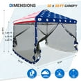 thumbnail image 4 of EAGLE PEAK 10 x 10 Outdoor Easy Pop up Canopy with Netting, Instant Screen Party Tent with Mesh Side Walls, American Flag, 4 of 9