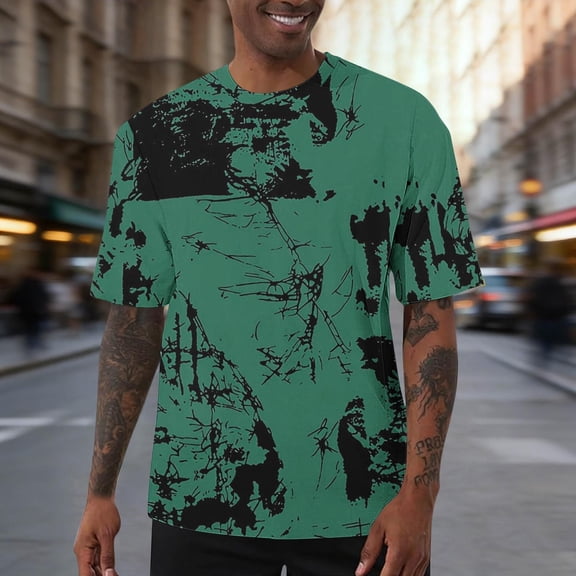 Gamivast Men's Oversized T-Shirts Short Sleeve Crew Neck Grunge Texture Graphic Tees Loose Fit Streetwear Tops Breathable Soft Summer