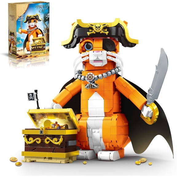 GZBricker Orange Cat Model Building Blocks Set Ornament Compatible with Lego Animal Anime Movie Series Assembly Gift for Adults Boys