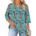 thumbnail image 2 of Xuyuer Plus Size Womens Clothing 3/4 Length Sleeve Womens Tops Hollow Out Crewneck Spring Shirts Summer 2026 (1X-5X), 2 of 7