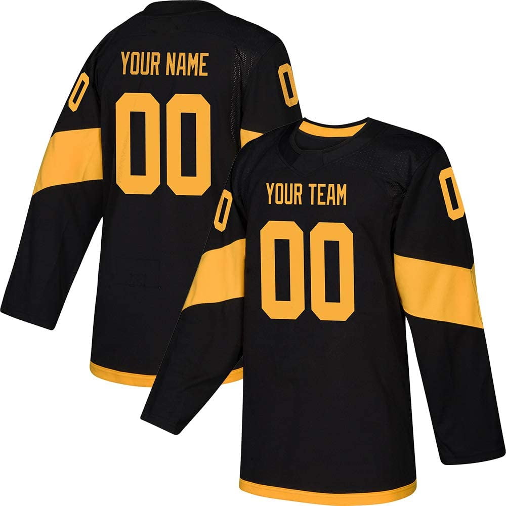 Black Custom Ice Hockey Jersey for Men Women Youth S-8XL Authentic Stitched  Name & Numbers - Make Your Own 