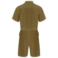 thumbnail image 4 of Sxiwei Men's Short Sleeve One Piece Turn-down Collar Zip-Front Overall with Pocket Jumpsuit Khaki 3XL, 4 of 6