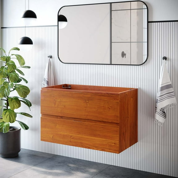 Modway Scenic 36" Wall-Mount Bathroom Vanity Cabinet (Sink Basin Not Included) in Cherry Walnut
