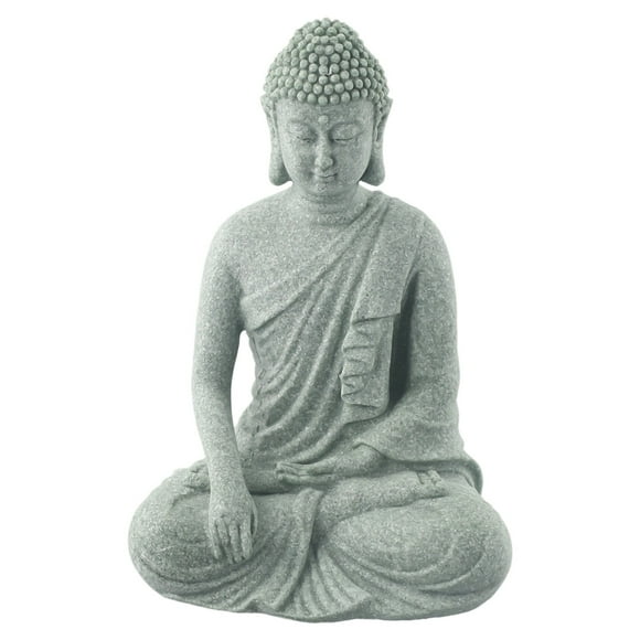Ornement de Jardin Buddha Assis en Résine Effet Zen Statue Extérieure Intérieure