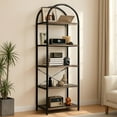 thumbnail image 1 of 5-Tier Arched Bookshelf, Industrial Style Open Bookcase with Metal Frame, Freestanding Display Shelving Unit for Living Room, Bedroom, Office Storage, 1 of 6