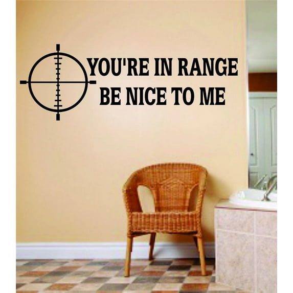 Design With Vinyl You're in Range Be Nice To Me Artwork Deer Antlers Elk Hunting is My Game Wall Decal for Family - Hunting License Hunter Deer Elk Doe Themed Decal - Size: 8 In x 27 In