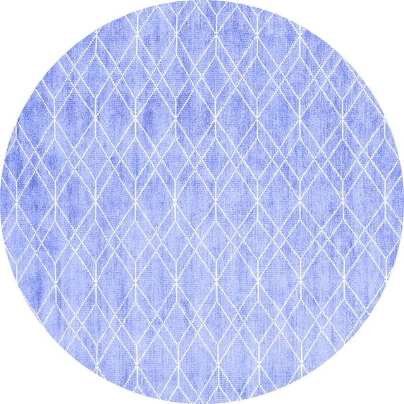 Ahgly Company Machine Washable Indoor Round Abstract Blue Contemporary Area Rugs, 7' Round
