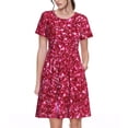 thumbnail image 1 of Balery Pink Glitter Vestidos sueltos de manga corta para mujer, vestidos de verano 2025, vestidos casuales de corte A con vuelo., 1 of 6