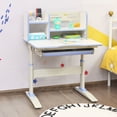 thumbnail image 3 of Gymax Kids Writing Desk Student Study Table Height Adjustable w/Tilt Desktop Blue, 3 of 10