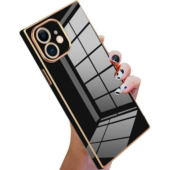 Case Compatible with iPhone 11 Luxury Cute Plating Design Case Full-Body Anti-Scratch Shockproof Bumper Protective Cover for iPhone 11 6.1 Inch Black