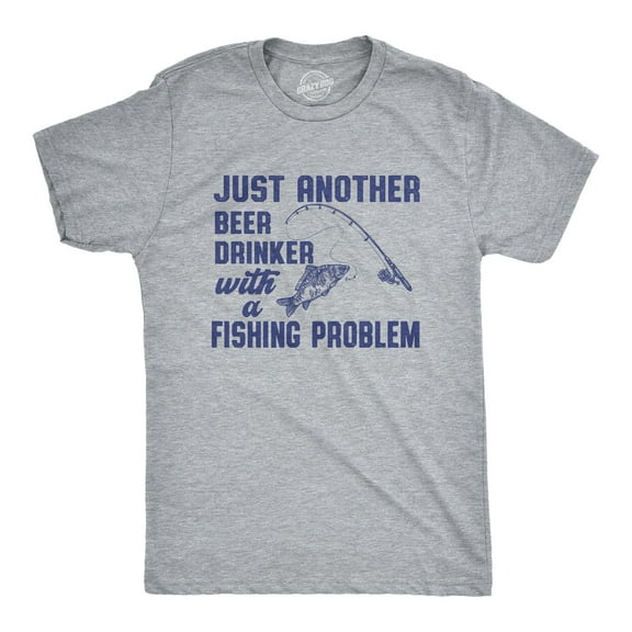 Mens Funny T Shirts Just Another Beer Drinker With A Fishing Problem Sarcastic Fisherman Graphic Tee for Men Graphic Tees
