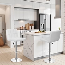 FDW New Black Adjustable Synthetic Leather Swivel Bar Stools Chairs B06-Sets of 2,White