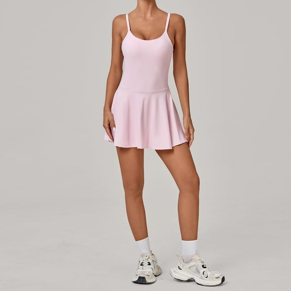 SKQIT Athletic Dress for Women Tennis Dress with Built-in Shorts and Bra, Workout Golf Summer Dresses with Pockets