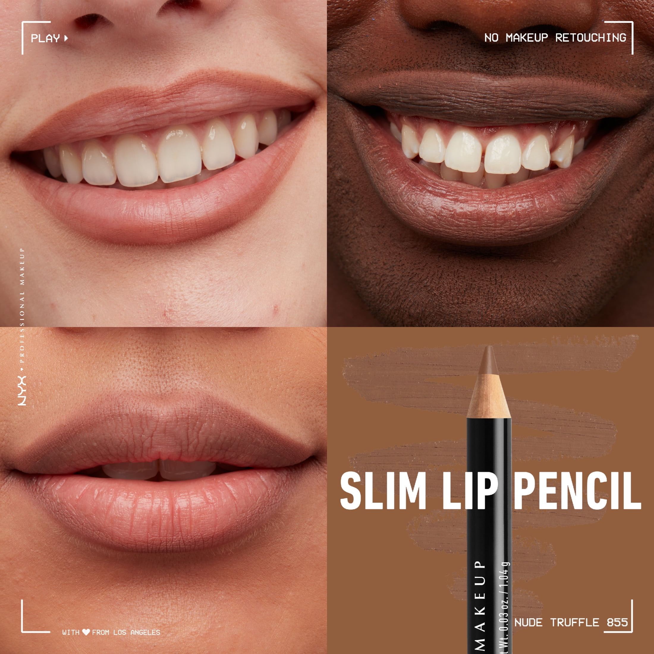NYX Professional Makeup Slim Lip Pencil, Long-Lasting Creamy Lip Liner, Nude Truffle, 0.035 oz