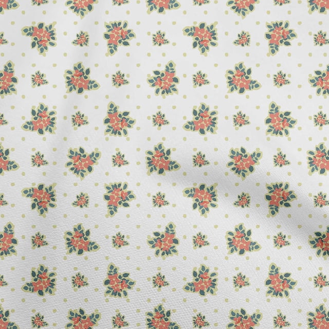 oneOone Tissu Popeline de Coton Rouge Matériel de Robe Florale Tissu Imprimé Tissu au Mètre 56 Pouces de Large