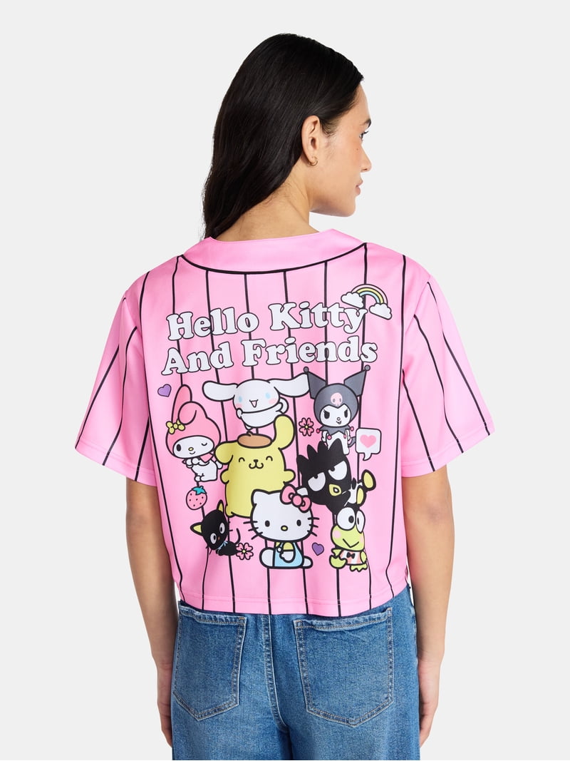 Hello Kitty Graphic Cropped Baseball Jersey, Women's - Walmart.com