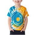 thumbnail image 2 of Girls Clothes under $5.00 Short Sleeved Printed Pattern T-shirt Round Neck Casual Versatile Top 3-15Y Multicolor 3-4 Years, 2 of 4