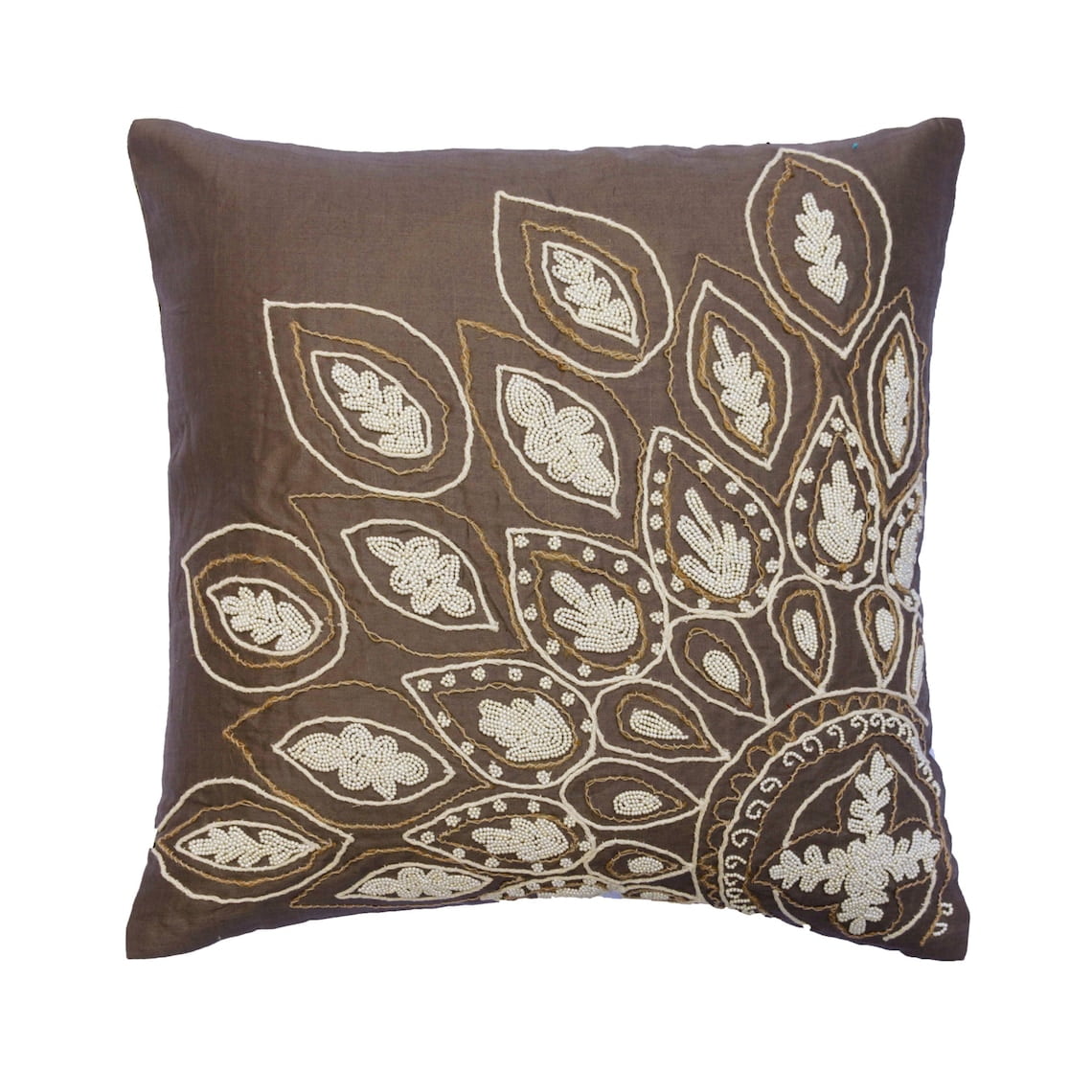 Cushion Covers, Brown 20"x20" (50x50 cm) Cushion Cover, Linen Pearl