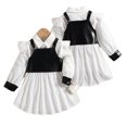 thumbnail image 1 of Esaierr Robe à Col Rabattu pour Fillettes + Ensemble Robe Débardeur en Pu pour Enfants Printemps Automne Confort Décontracté 2-7 Ans, 1 of 9