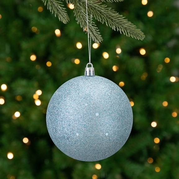 Northlight 4" Shatterproof Holographic Glitter Christmas Ball Ornament - Mermaid Blue