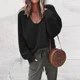 thumbnail image 3 of Nuevo suéter suelto de manga larga con cuello en V para mujer, suéter de otoño e invierno, suéter de punto de color sólido a la moda para mujer, 3 of 5