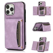 Allytech for iPhone 13 Mini Case with Double Magnetic Clasp, Wallet PU Leather Cover Hands-Free Kickstand Back Card Slots/Cash Holder Flip Scratch Free Case for iPhone 13 Mini 5.4" 2021[5G], Purple