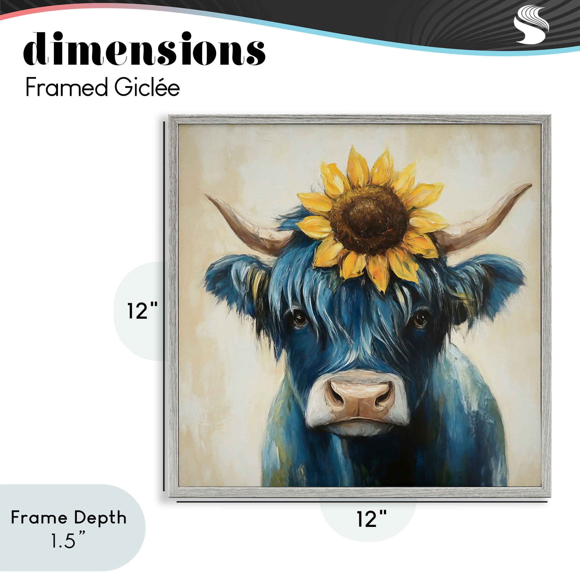Stupell Industries Pastoral Sunflower Highland Gray Framed Giclee Art, design by Tina LeCour