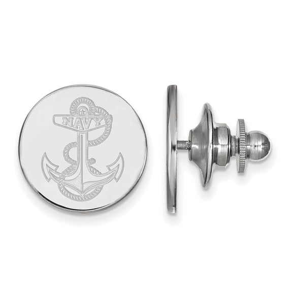 Solid 14k White Gold Navy Lapel Pin
