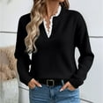 thumbnail image 2 of Winter Sweaters for Women Elegant Winter Knit Pullover Sweater With Lace Trim Neck Long Sleeve Casual Loose Fit Top For Fall Season Comfortable Soft Yarn Fashion Apparel Christmas Sweaters, 2 of 6