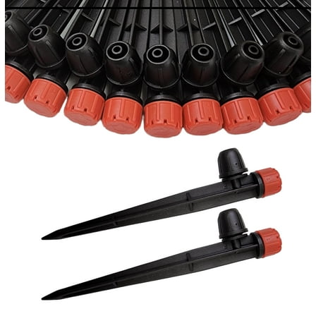100-Pack Dripper Irrigation Emitters Adjustable 360 Degree on 5" with Stake for 1/4" Drip Irrigation Tubing Irrigation Drippers Ideal for (4-7mm) Garden Home Watering System