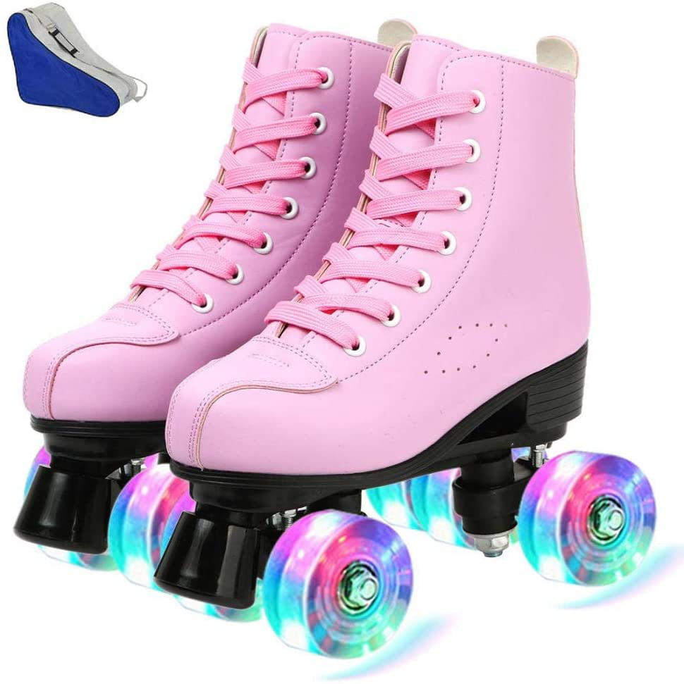 NEW Womens Hi-Top Roller Skates Flash Light Up Wheels Size US 8.5 EU 40 Black 