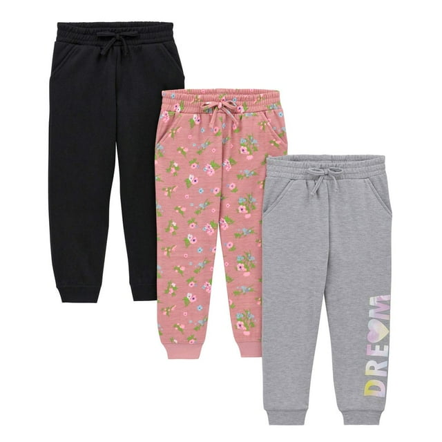 CHUANK Ensemble de Pantalons de Jogging Ultra Doux à Taille Extensible pour Fille - Lot de 3