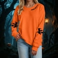 thumbnail image 2 of mgoYE Halloween Tee Shirts for Women Long Sleeve Crewneck Casual Dressy Tops Funny Graphic Halloween Costumes Fall Fashion Outfits(Orange,2XL), 2 of 5